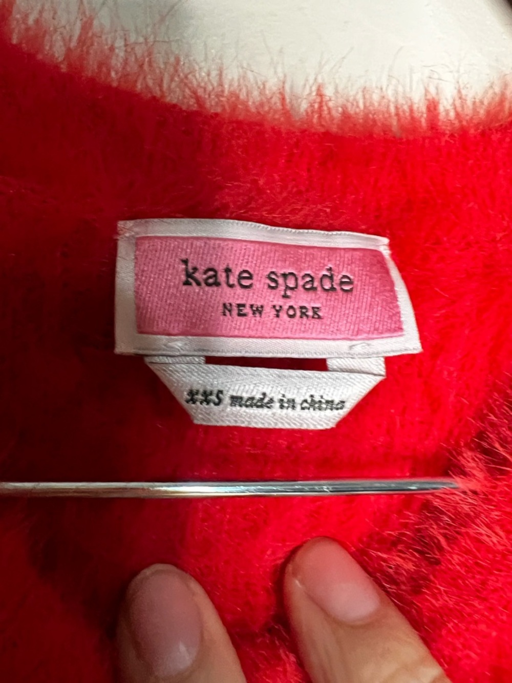 Kate Spade Courtland Mainland Red Eyelash Crewneck Quiet Luxury Sweater - Picture 7 of 8